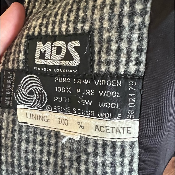 Vintage Cream and Black Checkered Wool Coat - Picture 2 of 6